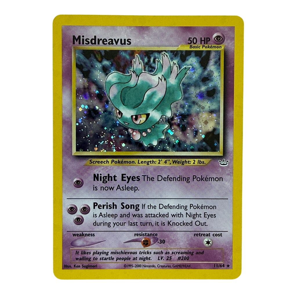 Pokémon TCG Misdreavus 11/64 Neo Revelation Unlimited Cosmos Holo Half Swirl LP
